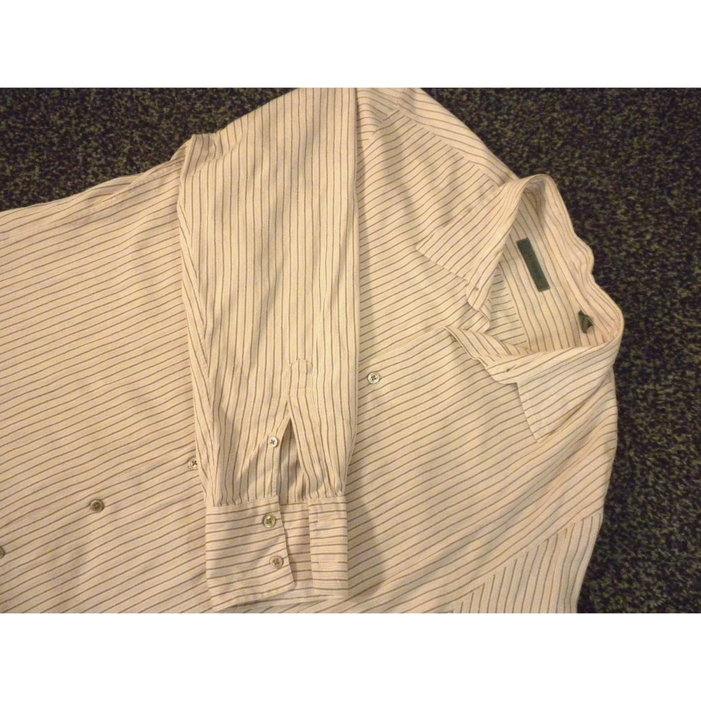 John Varvatos Shirt Mens XL‎ Beige Striped Button Up Long Sleeve Designer